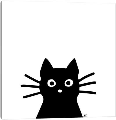 Peeking Black Cat Canvas Art Print - Jenn Kay