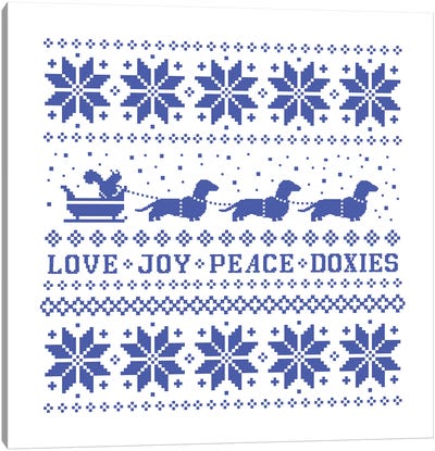 Dachshunds Holiday - Love Joy Peace Doxies Canvas Art Print - Jenn Kay