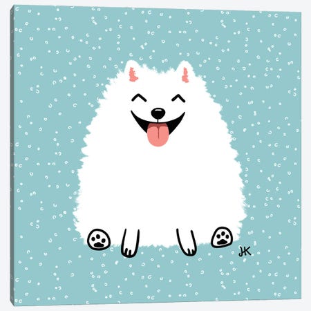 Fluffy White Pomeranian Canvas Print #KYJ87} by Jenn Kay Canvas Wall Art