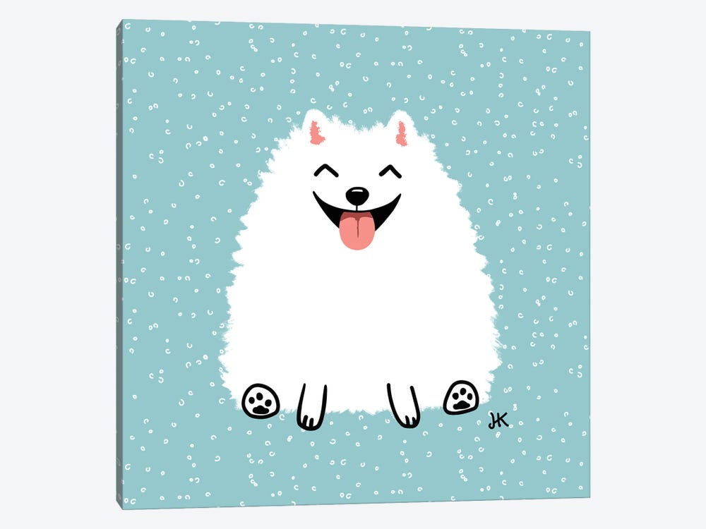 Fluffy White Pomeranian by Jenn Kay 1-piece Canvas Artwork
