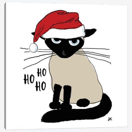 Siamese Santa Claws - Grouchy Christmas Cat Canvas Print #KYJ89} by Jenn Kay Canvas Print
