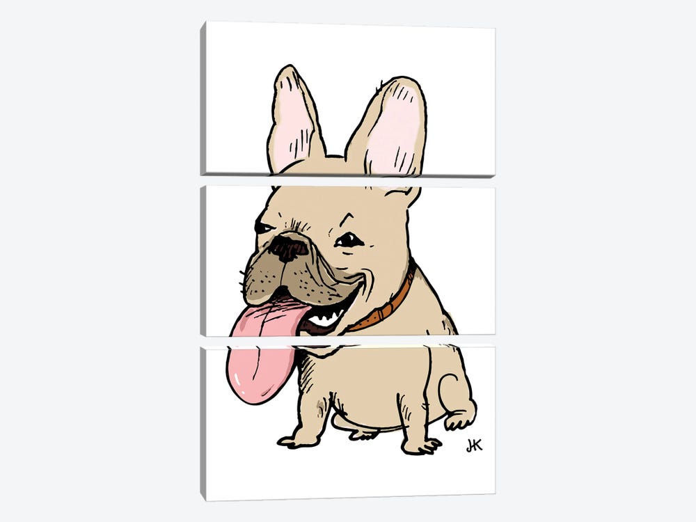 Funny French Bulldog by Jenn Kay 3-piece Canvas Art