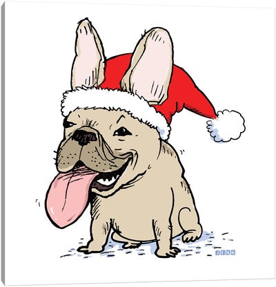 French Bulldog Santa Clause Canvas Art Print - Jenn Kay