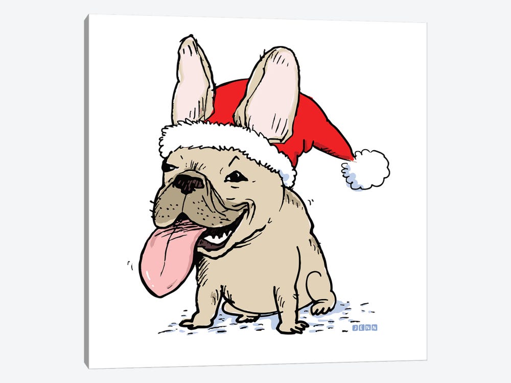 French Bulldog Santa Clause by Jenn Kay 1-piece Art Print