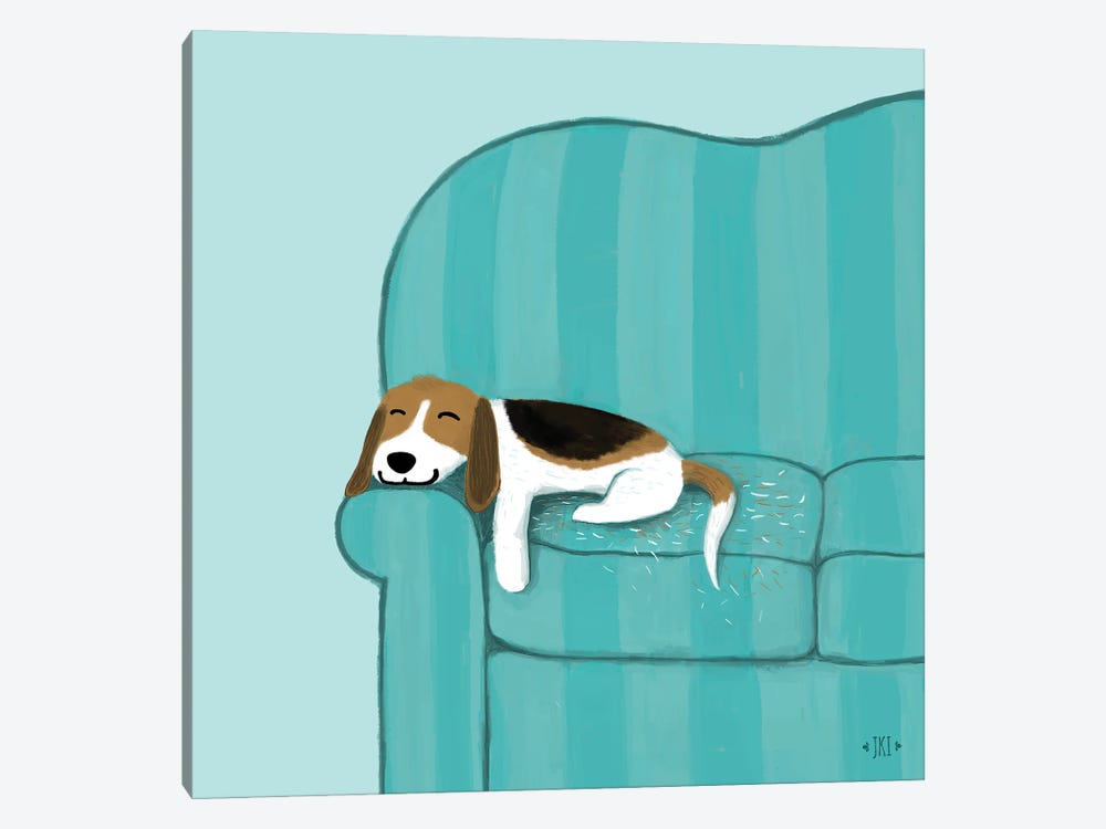 Happy Couch Dog - Napping Beagle by Jenn Kay 1-piece Canvas Art