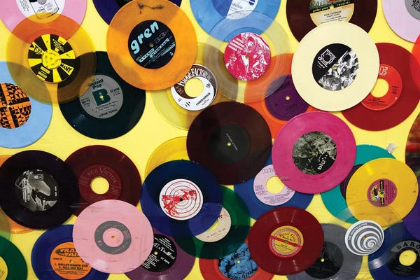 Media Formats: Vinyl 45's I, Amoeba Music Store, Hollywood, California, USA by Kymri Wilt