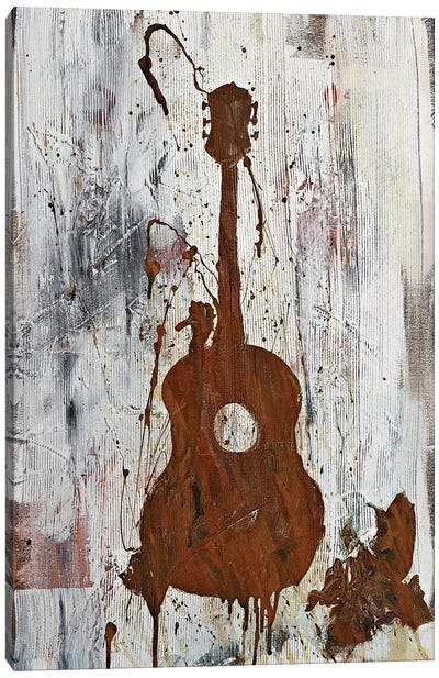 Rusty Guitar  Canvas Art Print - Country Music Art