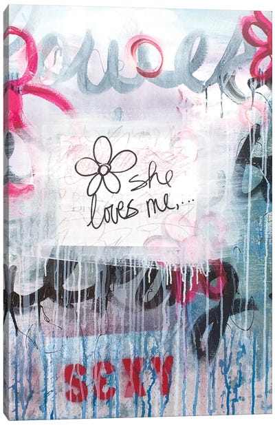 She Loves Me II Canvas Art Print - Love Typography