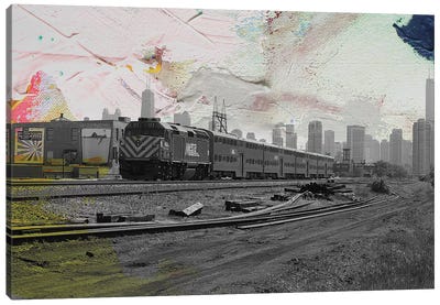 Train Home Canvas Art Print - Chicago Skylines