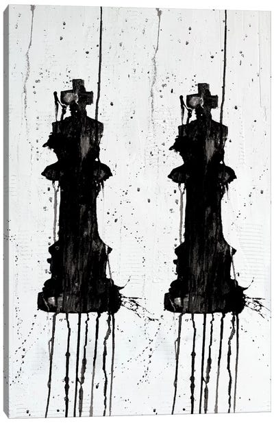 Two Kings Canvas Art Print - Black & White Abstract Art