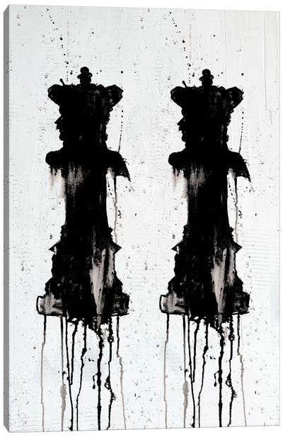 Two Queens Canvas Art Print - Black & White Abstract Art