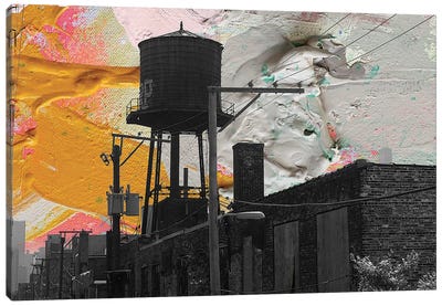 Water Tower Canvas Art Print - Industrial Art
