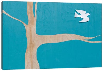 Lone Dove On Blue I Canvas Art Print - Kent Youngstrom
