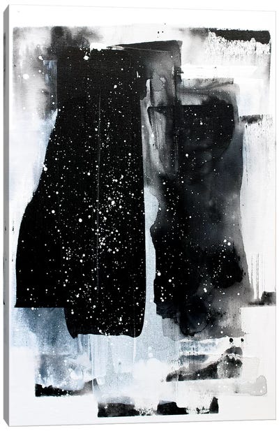It's Midnight Again Canvas Art Print - Black & White Abstract Art