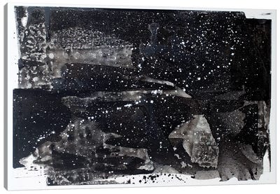 Starry Night Canvas Art Print - Black & White Abstract Art