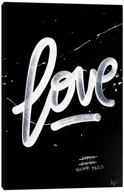 Love Never Fails Black Canvas Art Print - Kent Youngstrom