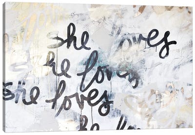 Gold Love Scribble Canvas Art Print - Kent Youngstrom