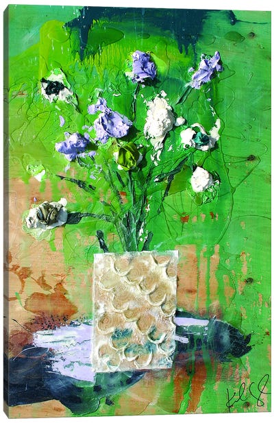 Dim Flowers Canvas Art Print - Textured Florals