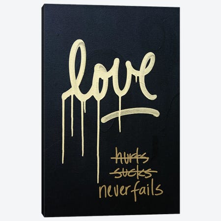 Love Hurts...Sucks…Never Fails In Black & Gold Canvas Print #KYO68} by Kent Youngstrom Canvas Wall Art