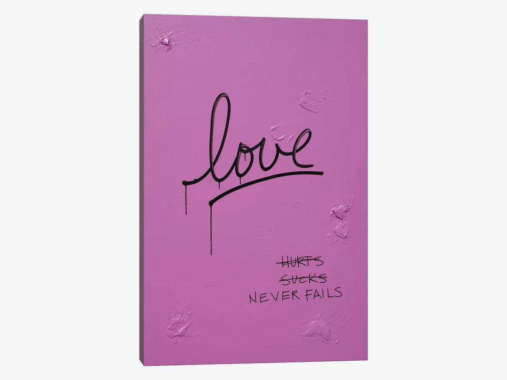 Love Hurts...Sucks…Never Fails In Pink & Black by Kent Youngstrom 1-piece Canvas Art
