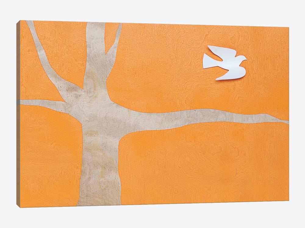 Lone Dove On Orange by Kent Youngstrom 1-piece Canvas Print