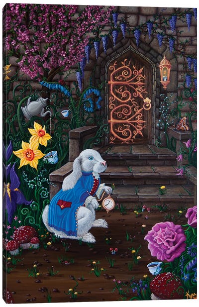 Tea Time Canvas Art Print - Rabbit Art
