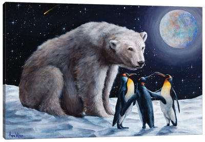 Small Talk Canvas Art Print - Polar Bear Art