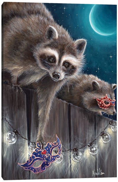 Masquerade Canvas Art Print - Raccoon Art