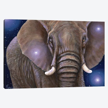 Elephant And Fireflies Canvas Print #KYR23} by Kyra Wilson Canvas Print
