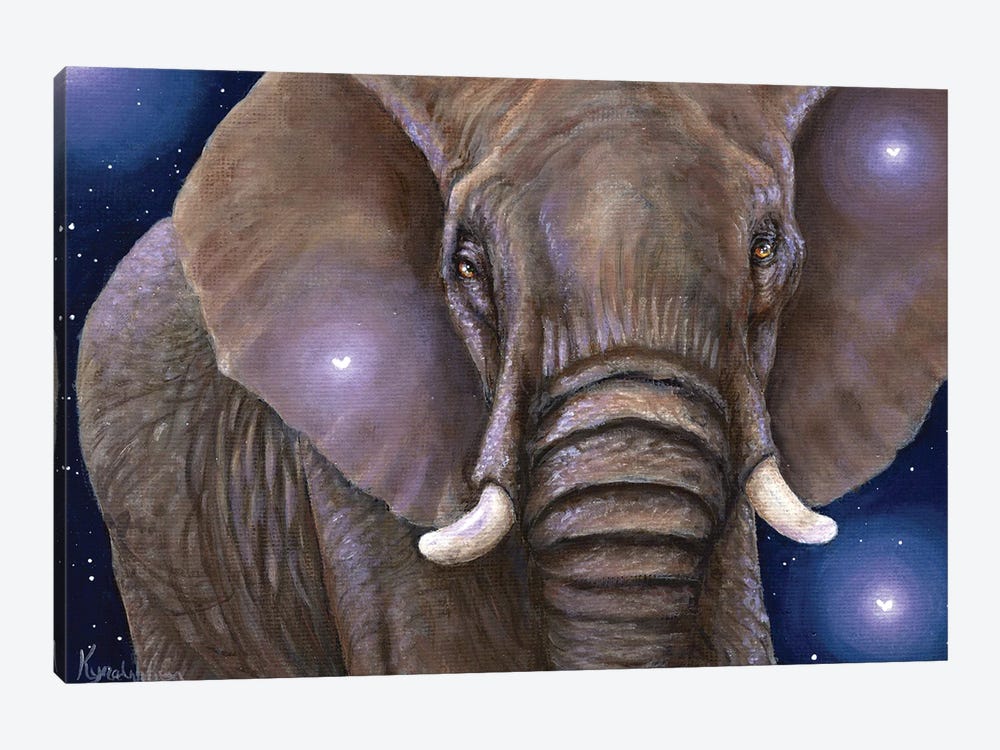 Elephant And Fireflies by Kyra Wilson 1-piece Canvas Wall Art