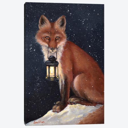 Fox And Lantern Canvas Print #KYR29} by Kyra Wilson Canvas Art Print