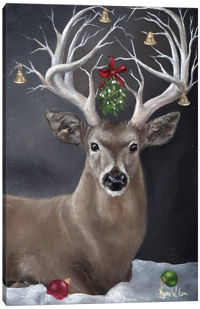 Holiday Stag Canvas Art Print - Christmas Animal Art
