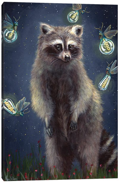 Twinkle Canvas Art Print - Raccoon Art