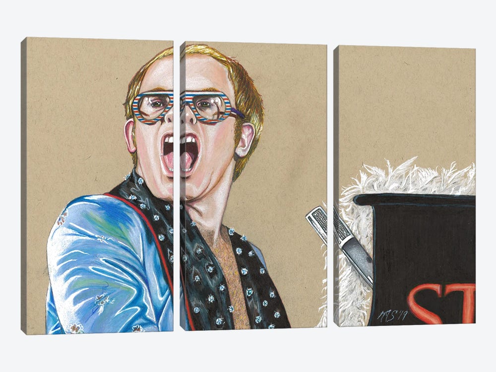 Elton John by Kathy Sullivan 3-piece Canvas Art Print