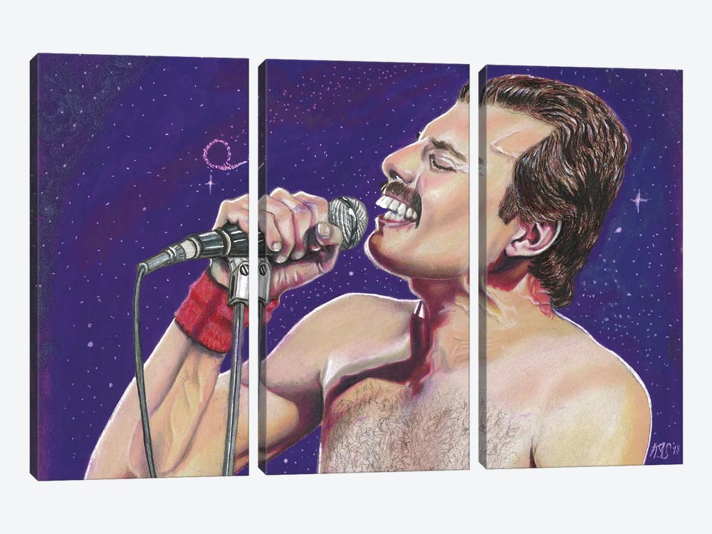 Freddie Mercury by Kathy Sullivan 3-piece Canvas Art Print