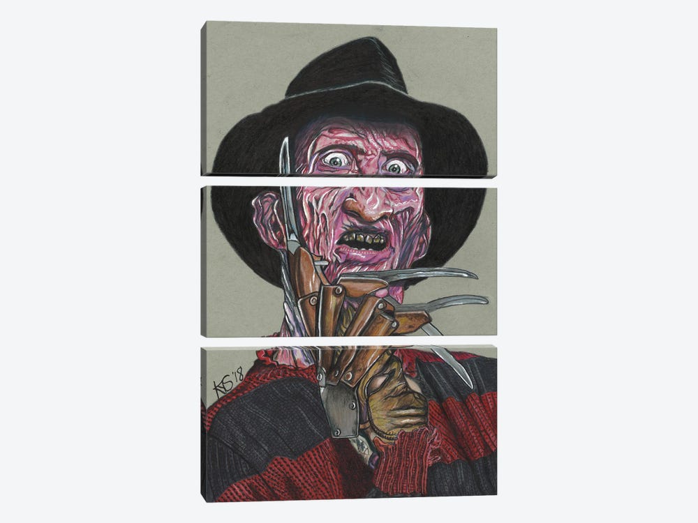 Freddy Krueger by Kathy Sullivan 3-piece Canvas Wall Art