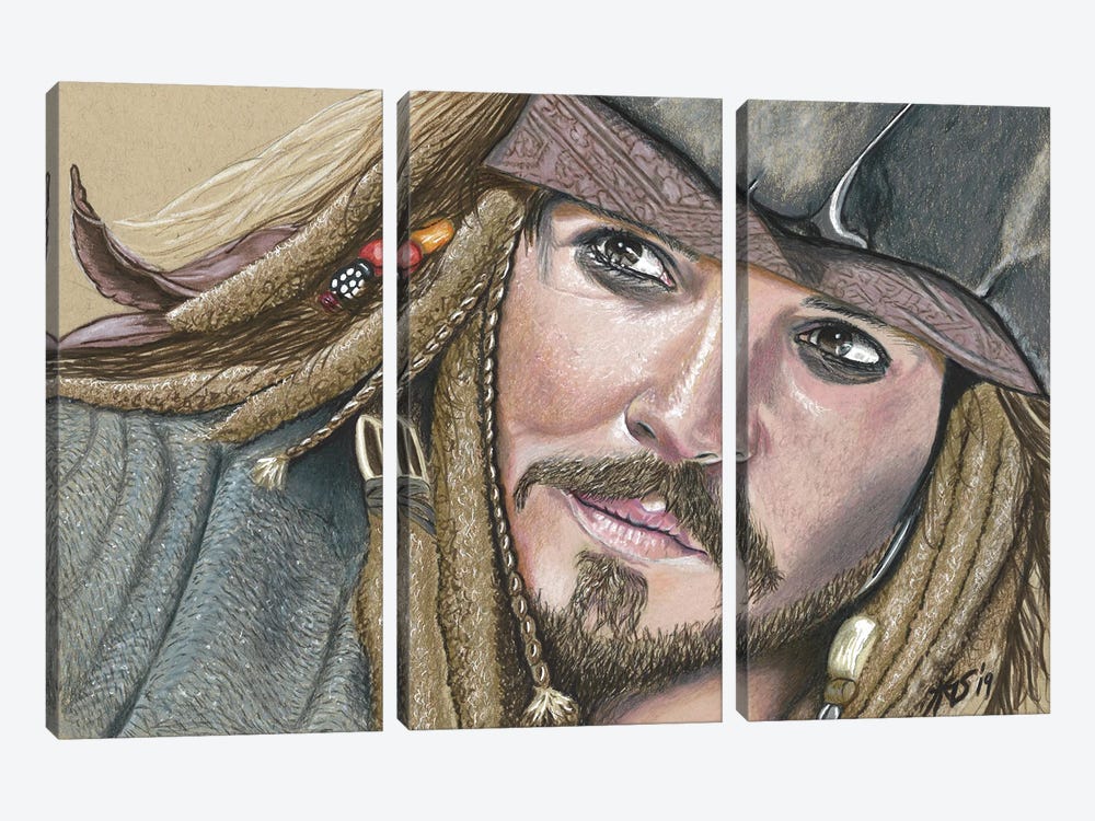 Jack Sparrow by Kathy Sullivan 3-piece Canvas Wall Art