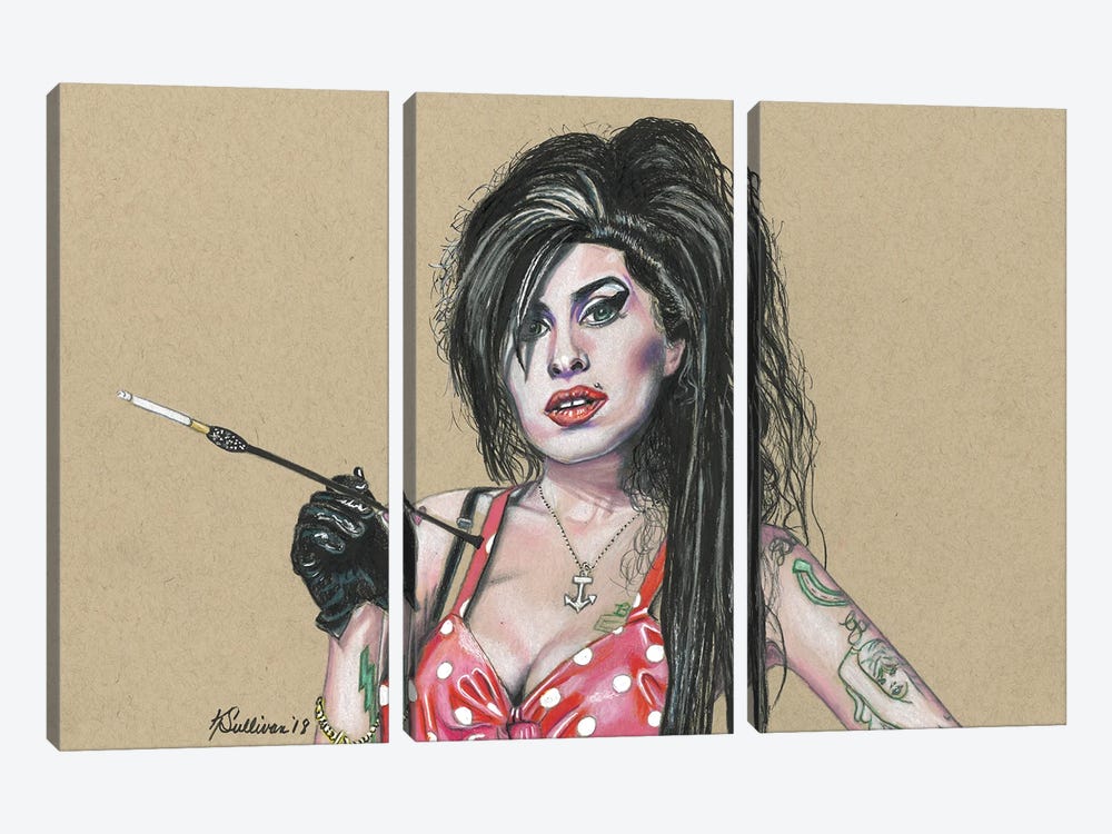 Amy Winehouse by Kathy Sullivan 3-piece Canvas Wall Art