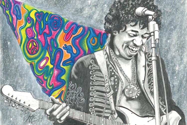 Jimi Hendrix by Kathy Sullivan wall art