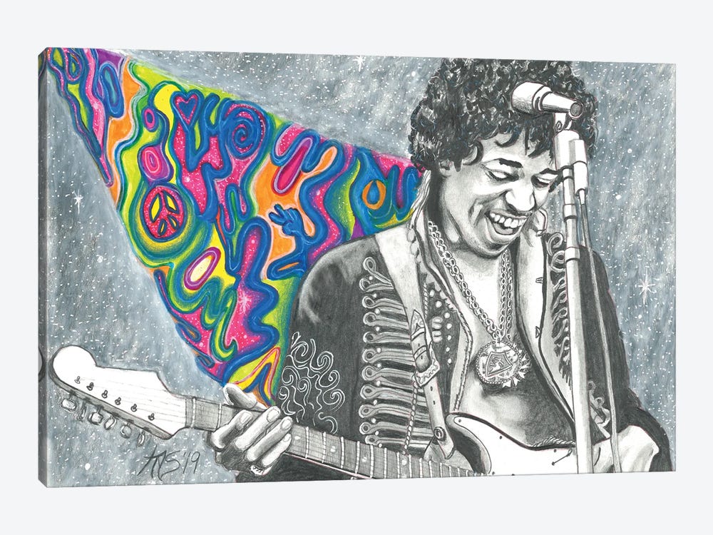 Jimi Hendrix by Kathy Sullivan 1-piece Canvas Artwork