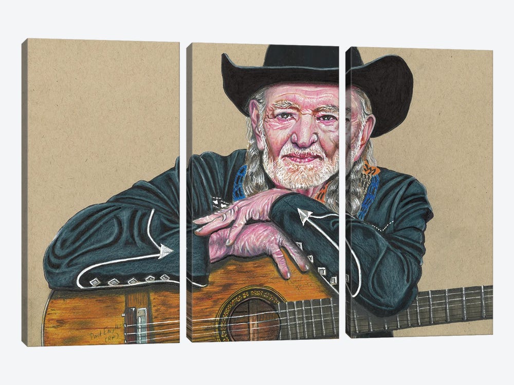 Willie Nelson by Kathy Sullivan 3-piece Canvas Artwork