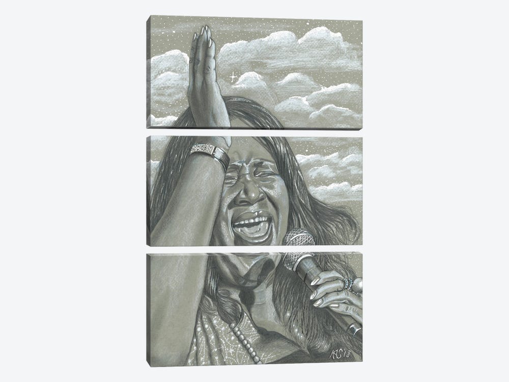 Aretha Franklin by Kathy Sullivan 3-piece Canvas Wall Art