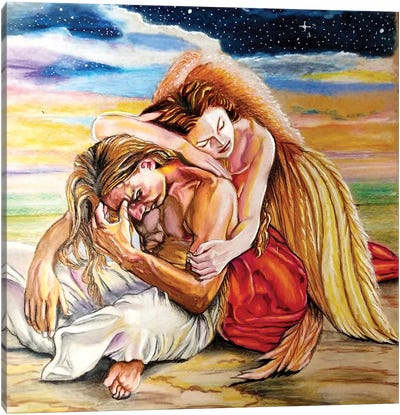 Angel Hug Canvas Art Print - Star Art