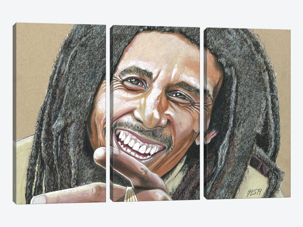 Bob Marley by Kathy Sullivan 3-piece Canvas Wall Art