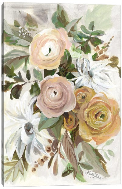 Golden Garden Flowers Canvas Art Print - Ranunculus Art