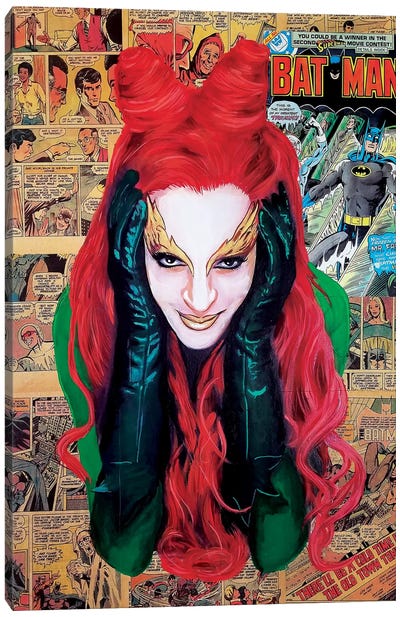 Batman Poison Ivy Collage Canvas Art Print - Kyle Willis