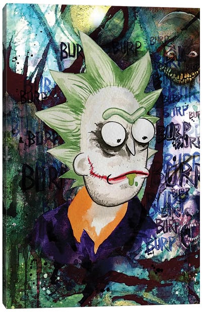 Rick And Morty Rick Joker Canvas Art Print - Cartoon & Animated TV Show Art