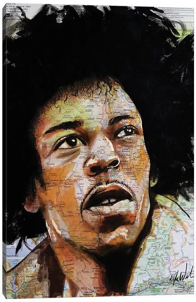 Jimi From Seattle Canvas Art Print - Jimi Hendrix