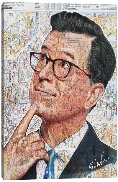 Stephen Colbert Canvas Art Print - Comedian Art