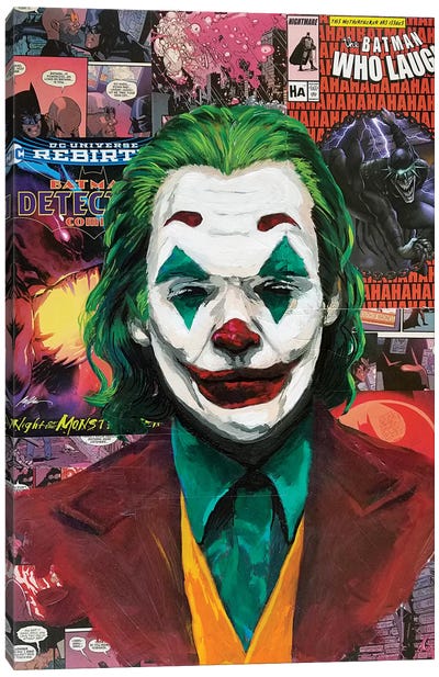 Batman Joker Joaquin Phoenix Canvas Art Print - Kyle Willis